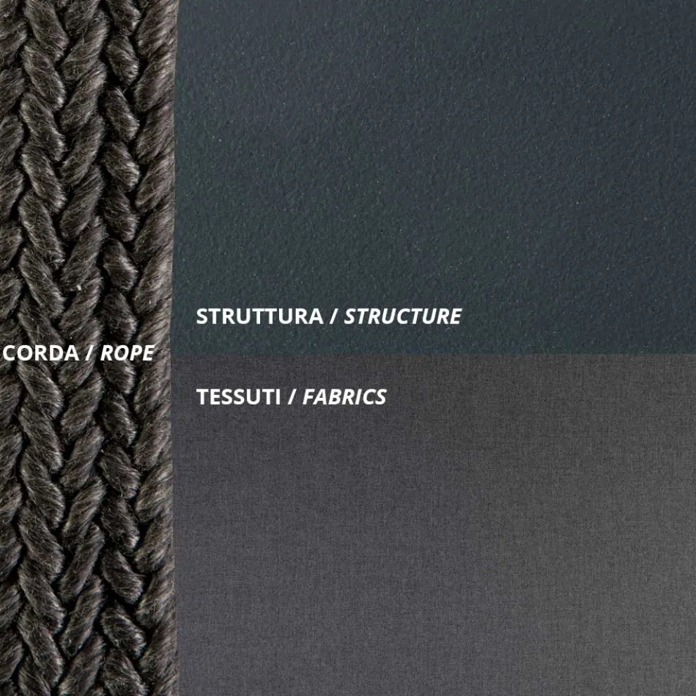 Outdoor-Sessel aus verzinktem Stahl und Seil mit Kissen, hergestellt in Italien – Helga