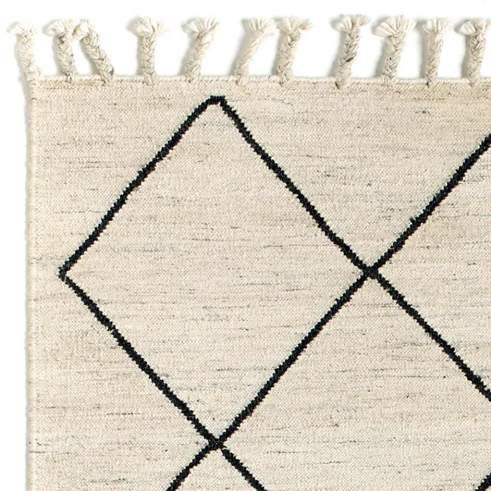 Moderner Wohnzimmerteppich mit geometrischem Muster in Wolle und Baumwolle - Metria