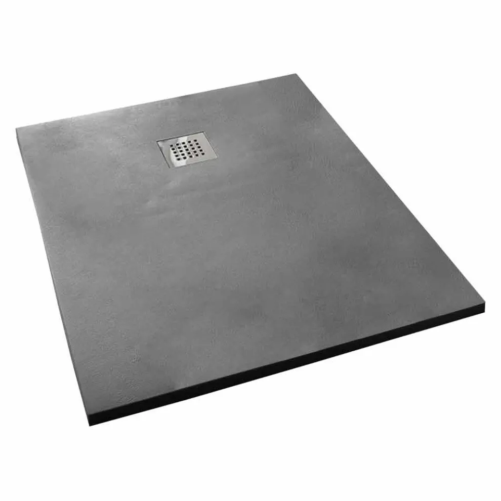 Rechteckige Duschwanne 100x80 in Resin Concrete Effect Finish - Cupio