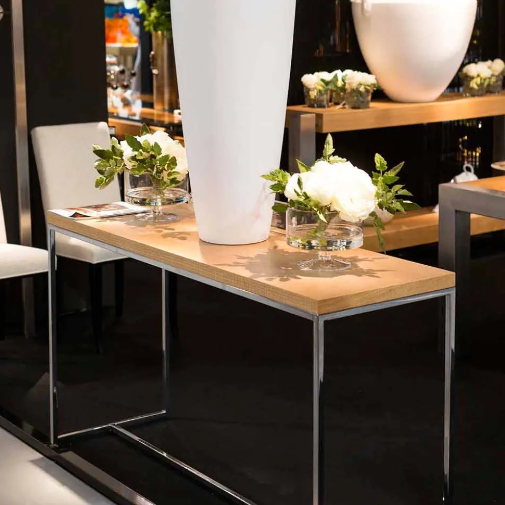 Rechteckiger Konsolentisch Flora, made in Italy, Holz und Metall