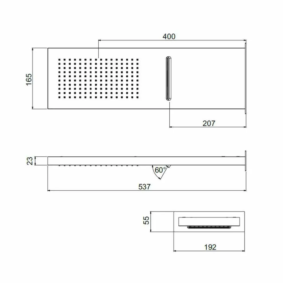 Rechteckiger Wandduschkopf aus Edelstahl Made in Italy - Rot
