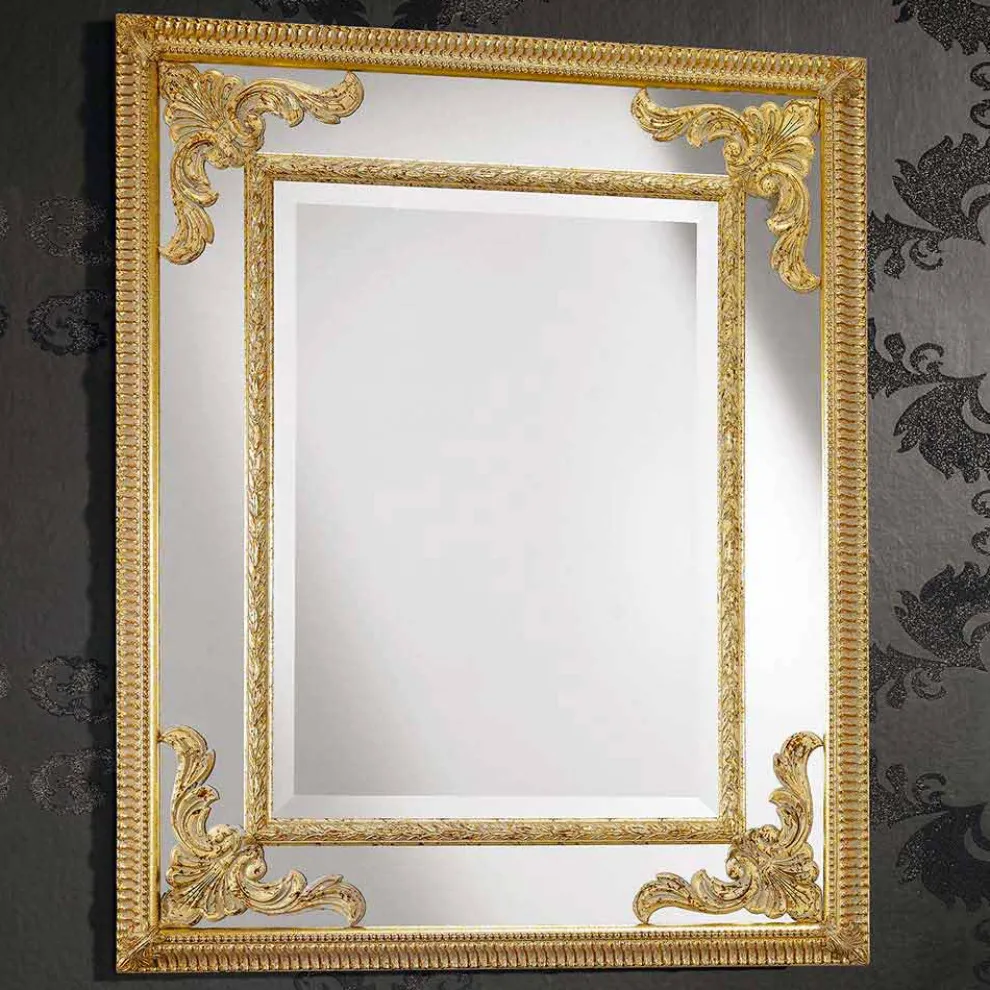 Rechteckiger Wandspiegel aus Holz hergestellt in Italien Valentino