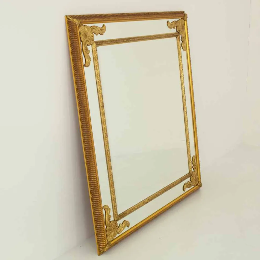 Rechteckiger Wandspiegel aus Holz hergestellt in Italien Valentino