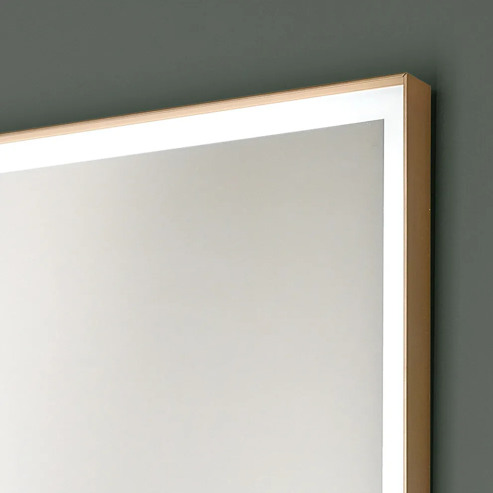 Rechteckiger Wandspiegel Metallrahmen verschiedene Farben und LED-Licht - Renga