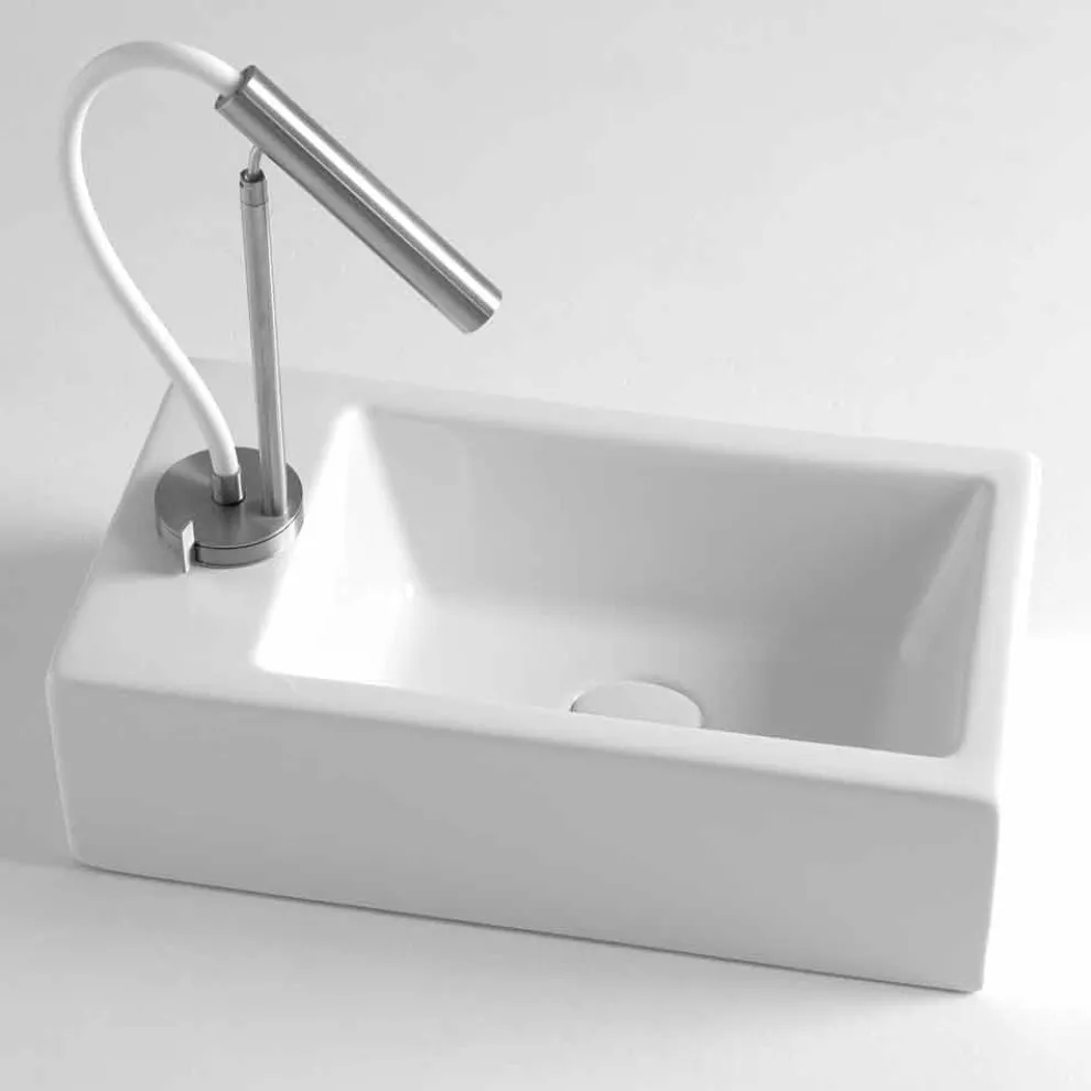 Rechteckiges Aufsatzwaschbecken L 44 cm aus Keramik Made in Italy - Federica
