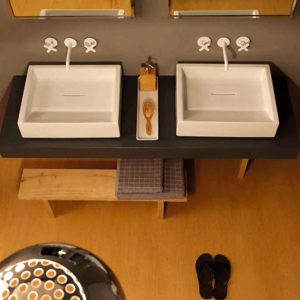 Rechteckiges Aufsatzwaschbecken aus Keramik Desing made in Italy Dalia