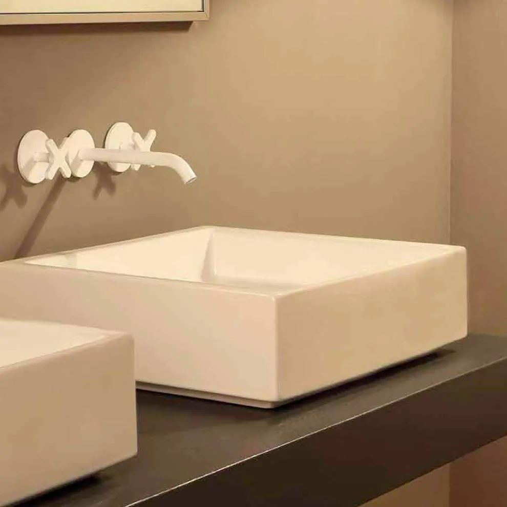 Rechteckiges Aufsatzwaschbecken aus Keramik Desing made in Italy Dalia