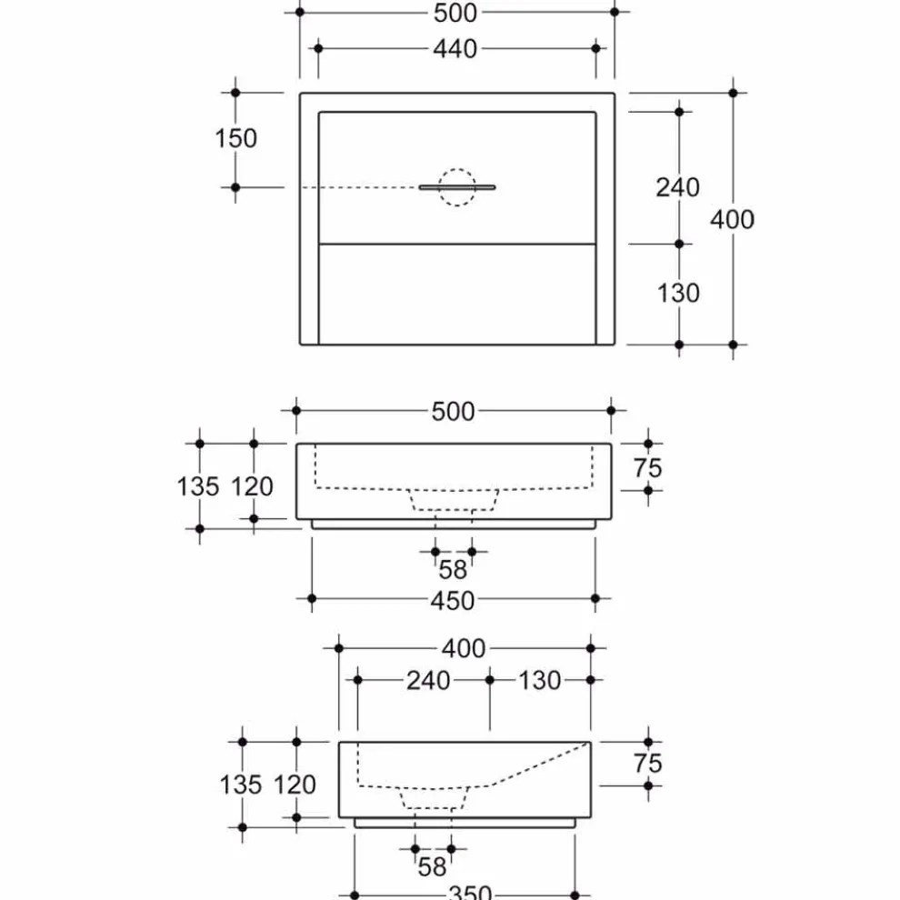 Rechteckiges Aufsatzwaschbecken aus Keramik Desing made in Italy Dalia