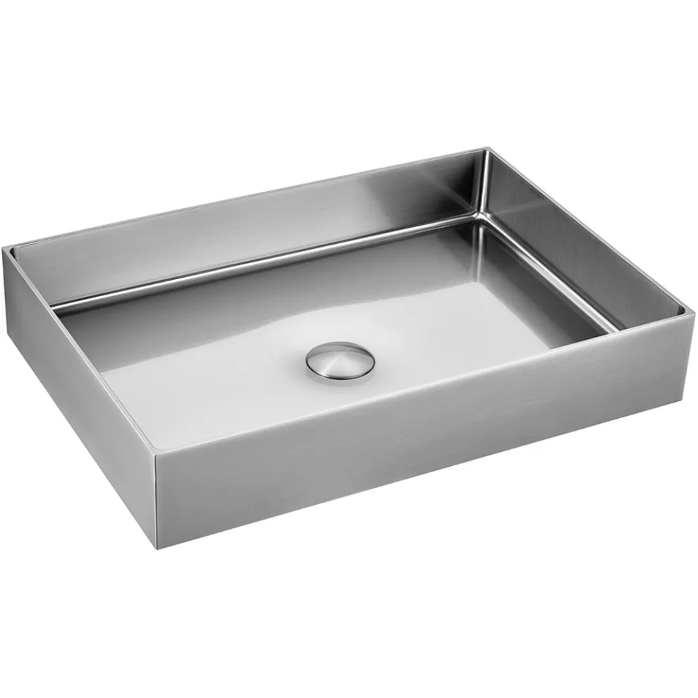 Rechteckiges Aufsatzwaschbecken aus Edelstahl in verschiedenen Ausführungen – Camellia