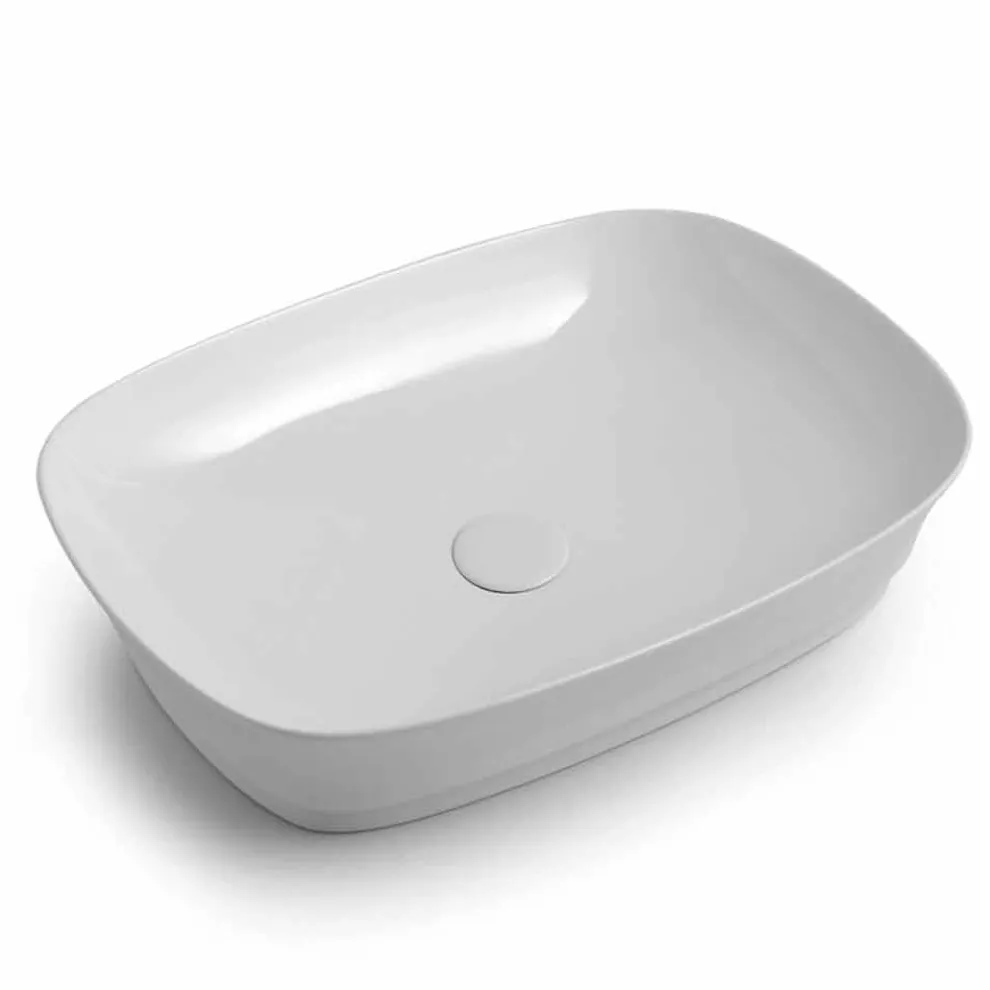 Rechteckiges Keramik-Arbeitsplattenwaschbecken Made in Italy - Zarro