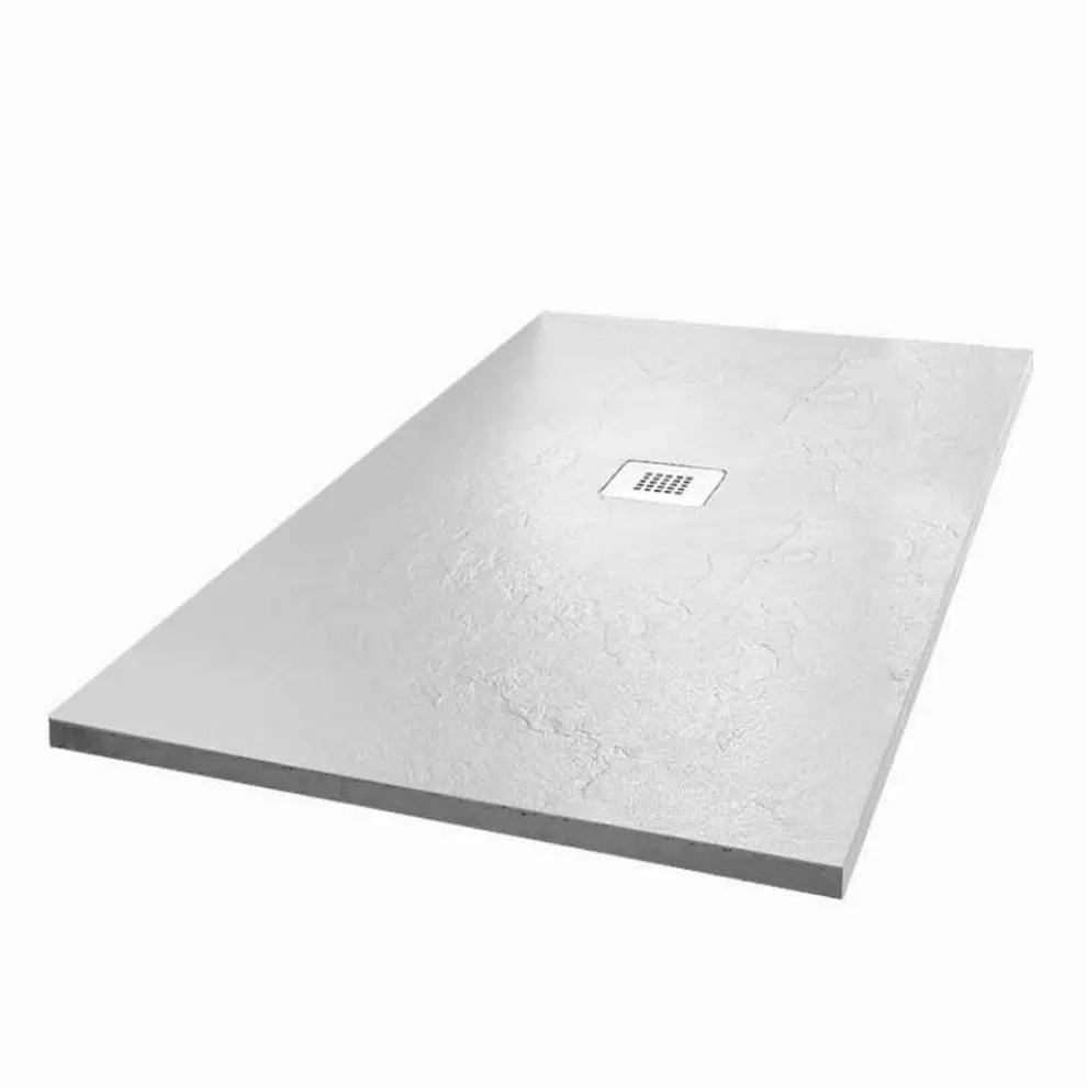 Resin Duschwanne 140x80 in modernem White Slate Effect Finish - Sommo