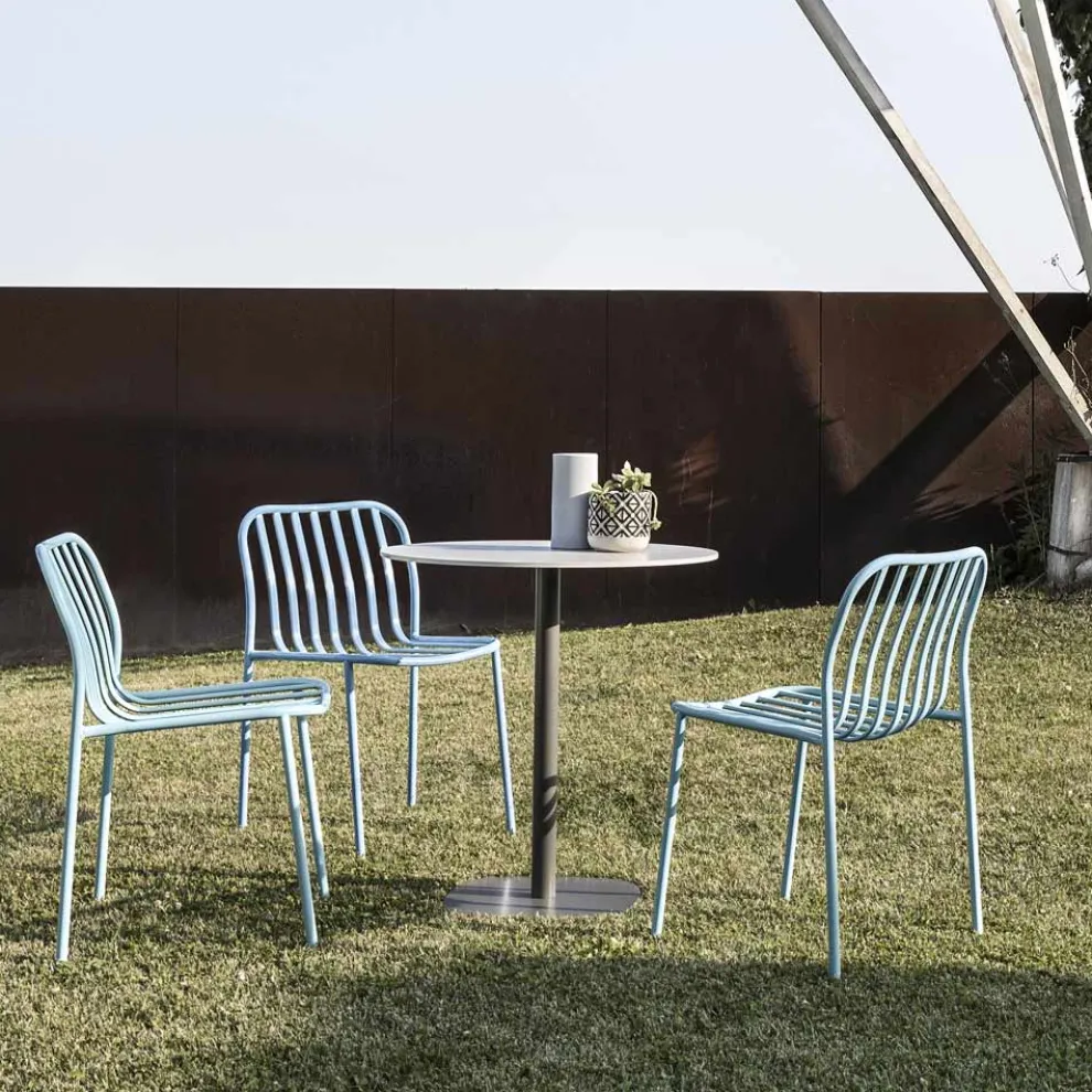 Stapelbarer Metallstuhl für den Außenbereich Made in Italy 2 Stück - Simply