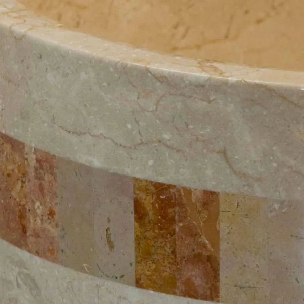 Runder Aufsatzwaschbecken aus Naturstein weiß Clio