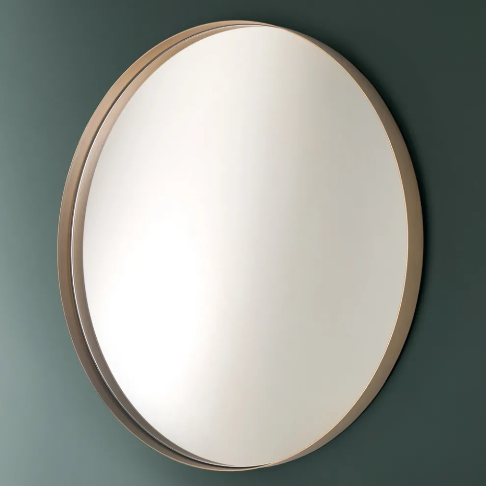 Runder Badezimmerspiegel mit Metallrahmen, hergestellt in Italien – Cleopatra