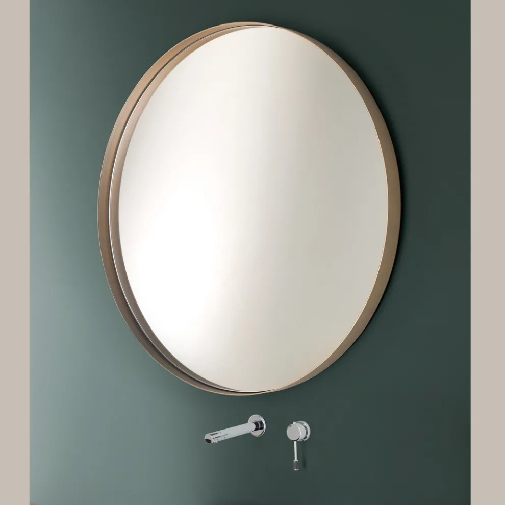 Runder Badezimmerspiegel mit Metallrahmen, hergestellt in Italien – Cleopatra