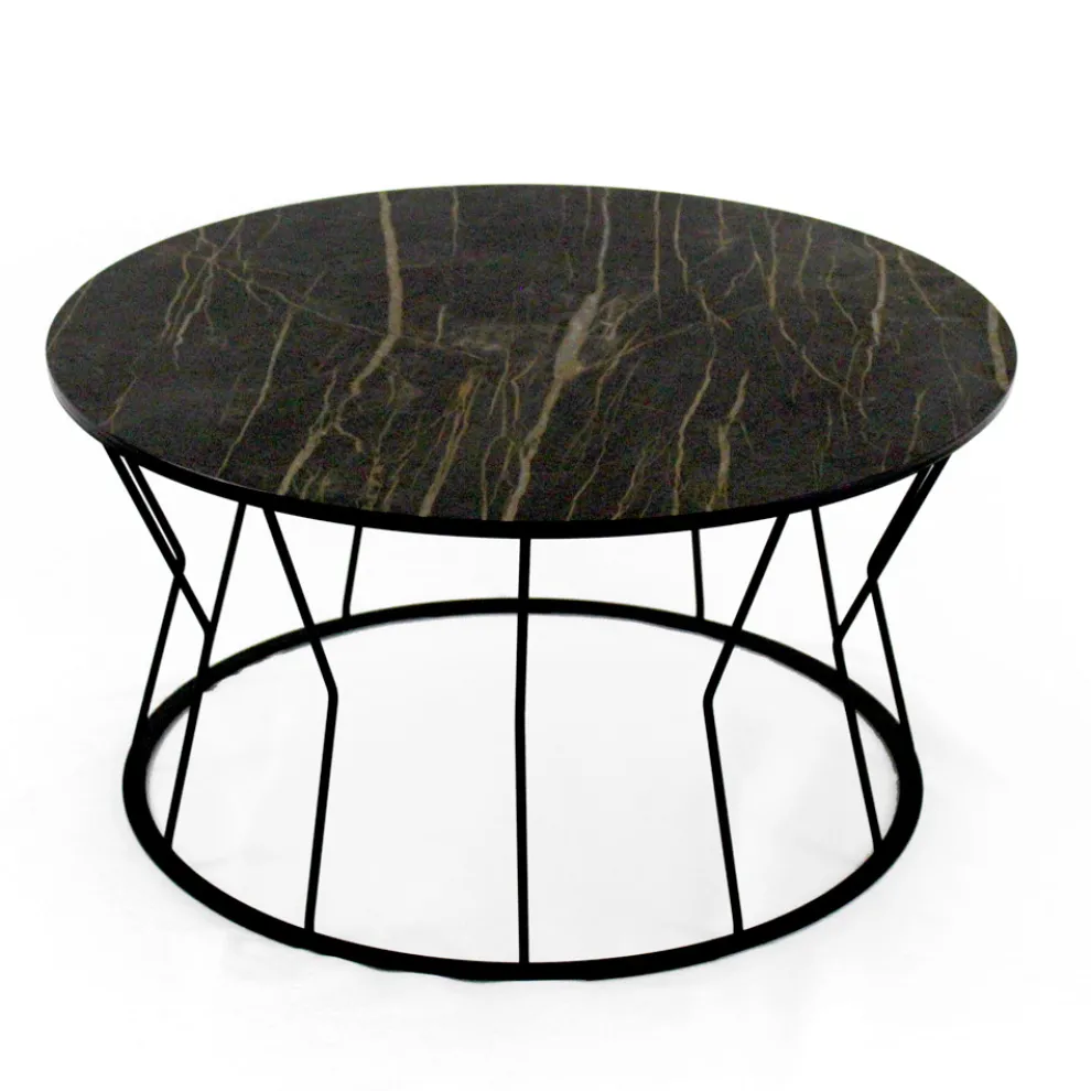 Runder Couchtisch aus Stahl und Steingut, hergestellt in Italien – Alisea