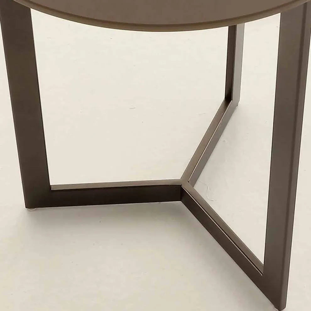 Runder Couchtisch mit Kristallplatte Made in Italy - Indio