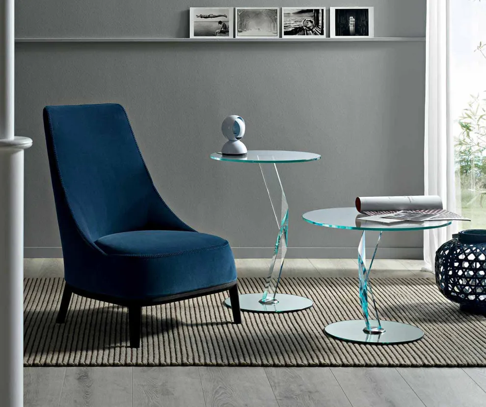 Runder Couchtisch aus extra klarem Glas made in Italy - Akka