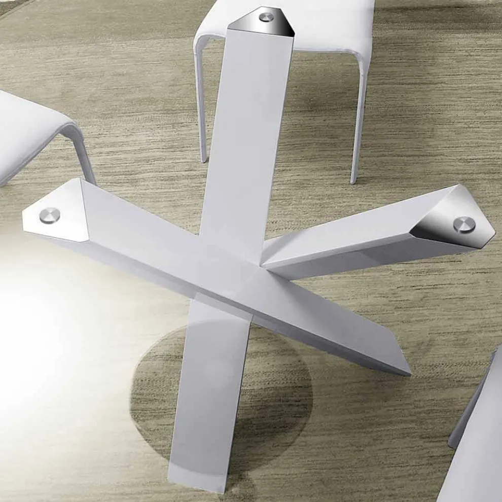 Runder Designtisch D 150 mit Kristallplatte made in Italy Cristal