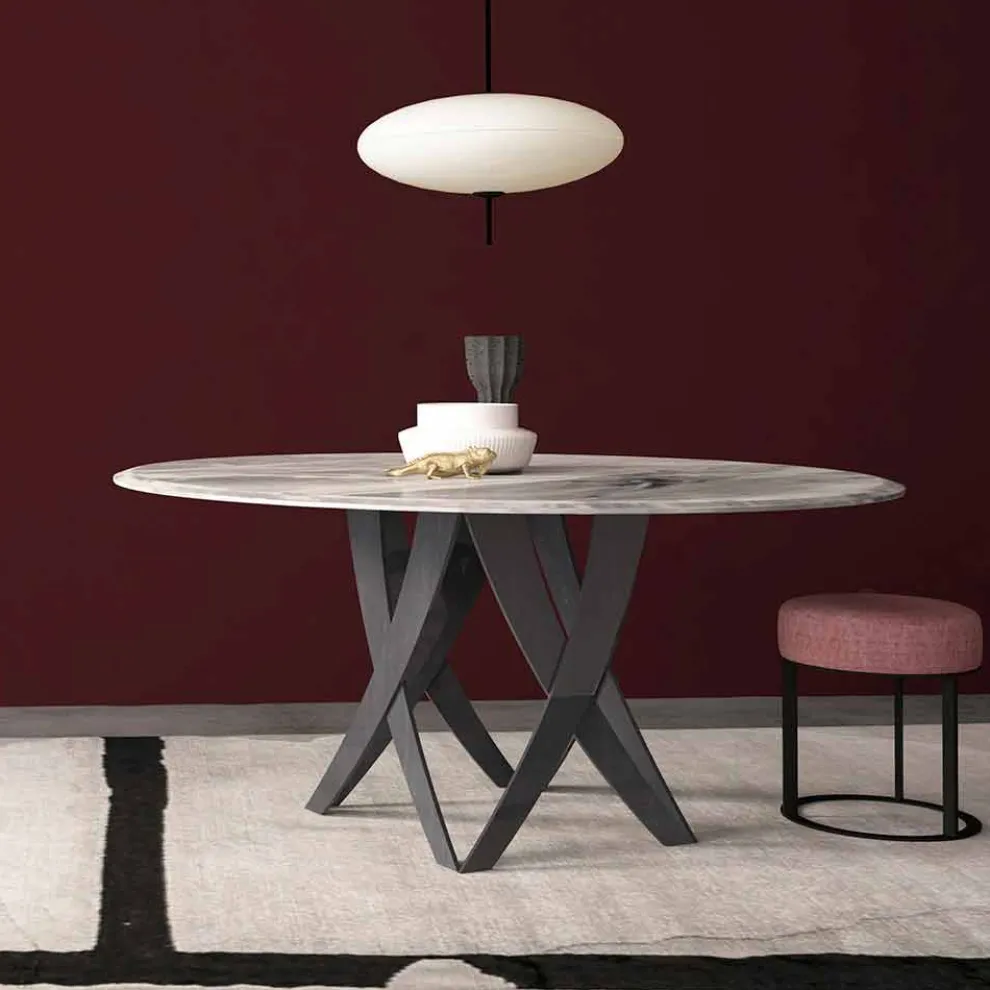 Runder Esstisch ø 140 cm aus Marmor Imperial Grey  – Montereale