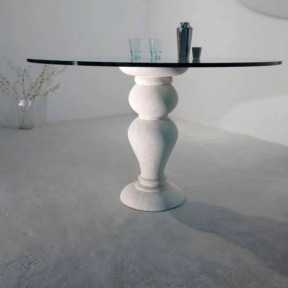 Runder Esstisch aus Stein und Kristall im klassischen Design Edipo