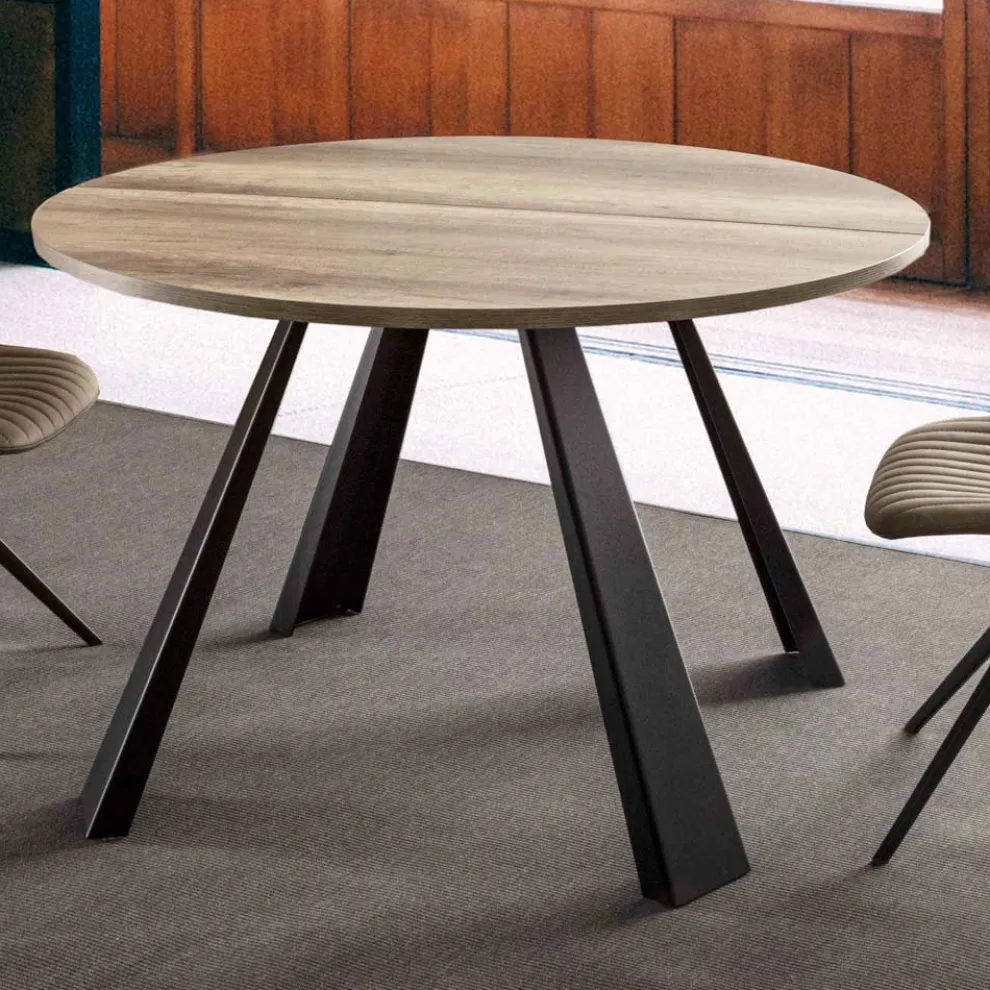 Runder Esstisch ausziehbar Bis zu 370 cm in Holz und Metall - Caimano