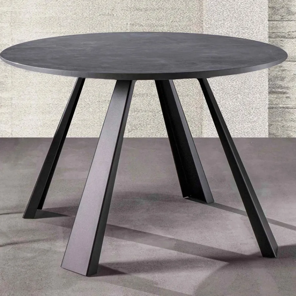 Runder Esstisch ausziehbar Bis zu 370 cm in Holz und Metall - Caimano