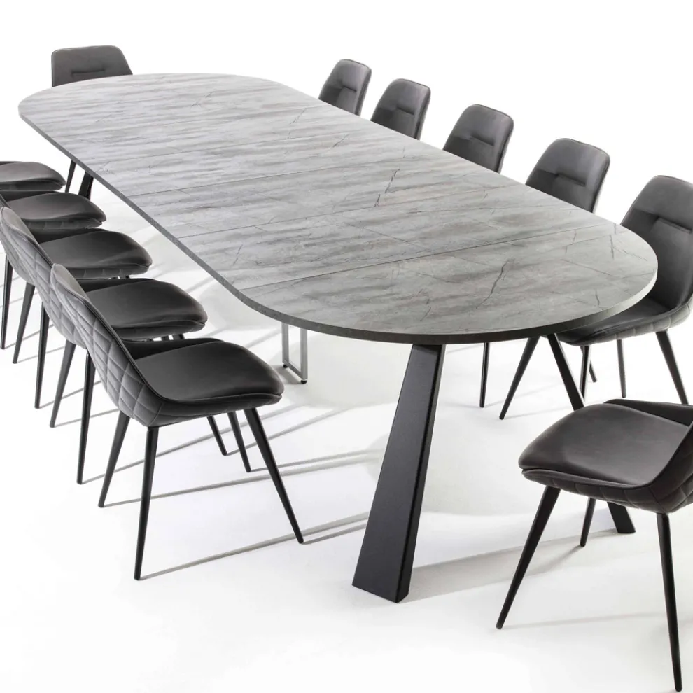 Runder Esstisch ausziehbar Bis zu 370 cm in Holz und Metall - Caimano