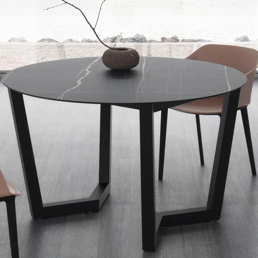 Runder Esstisch aus Metall und laminiertem HPL Made in Italy - Bastiano