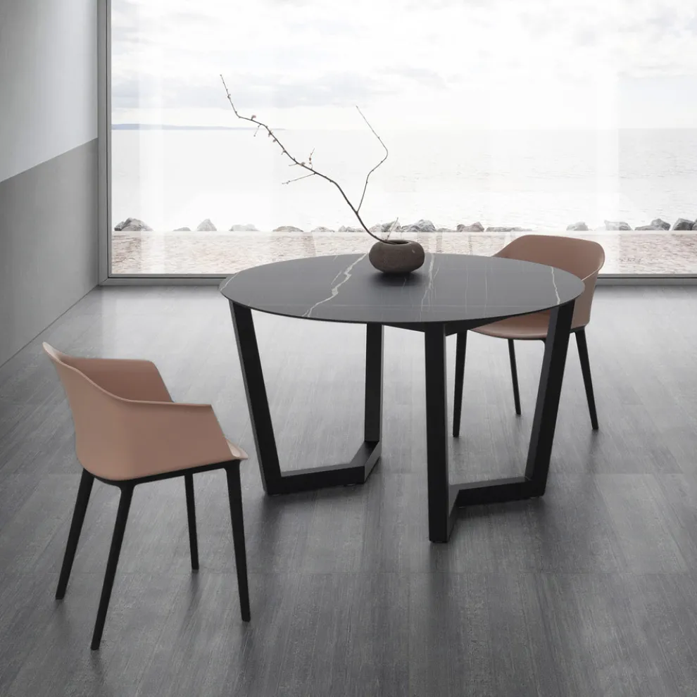 Runder Esstisch aus Metall und laminiertem HPL Made in Italy - Bastiano