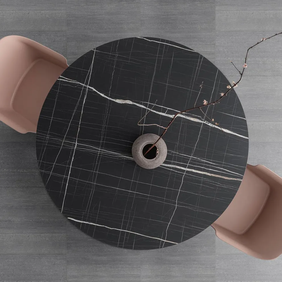 Runder Esstisch aus Metall und laminiertem HPL Made in Italy - Bastiano