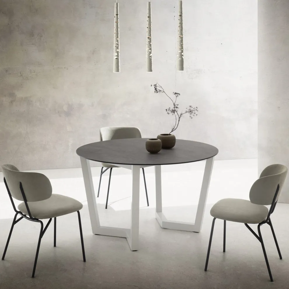 Runder Esstisch aus Metall und laminiertem HPL Made in Italy - Bastiano