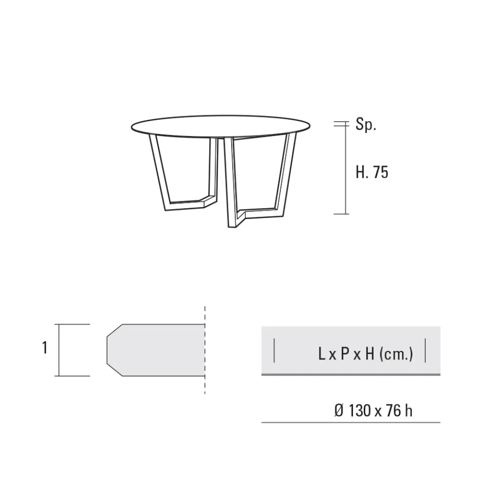 Runder Esstisch aus Metall und laminiertem HPL Made in Italy - Bastiano