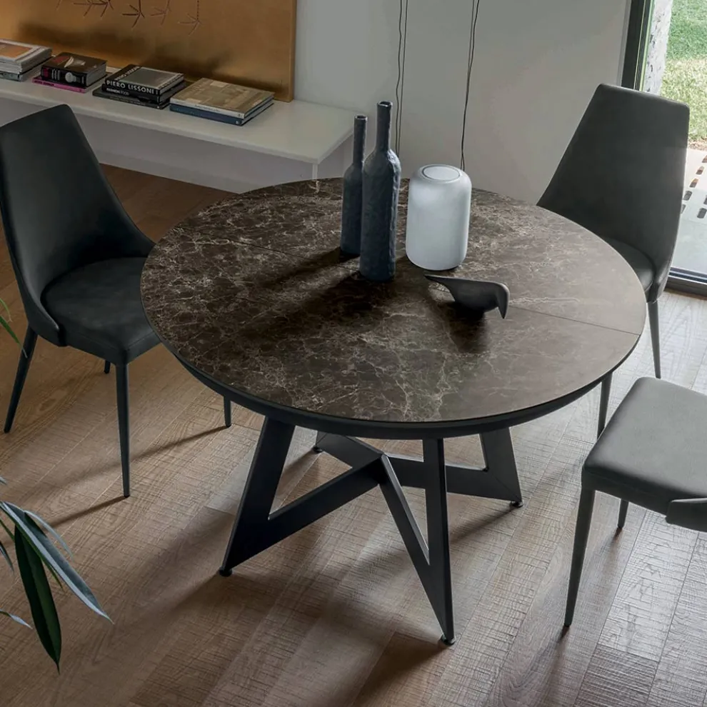 Runder Esstisch mit ausziehbarer Platte bis 180 cm Made in Italy - Muschio