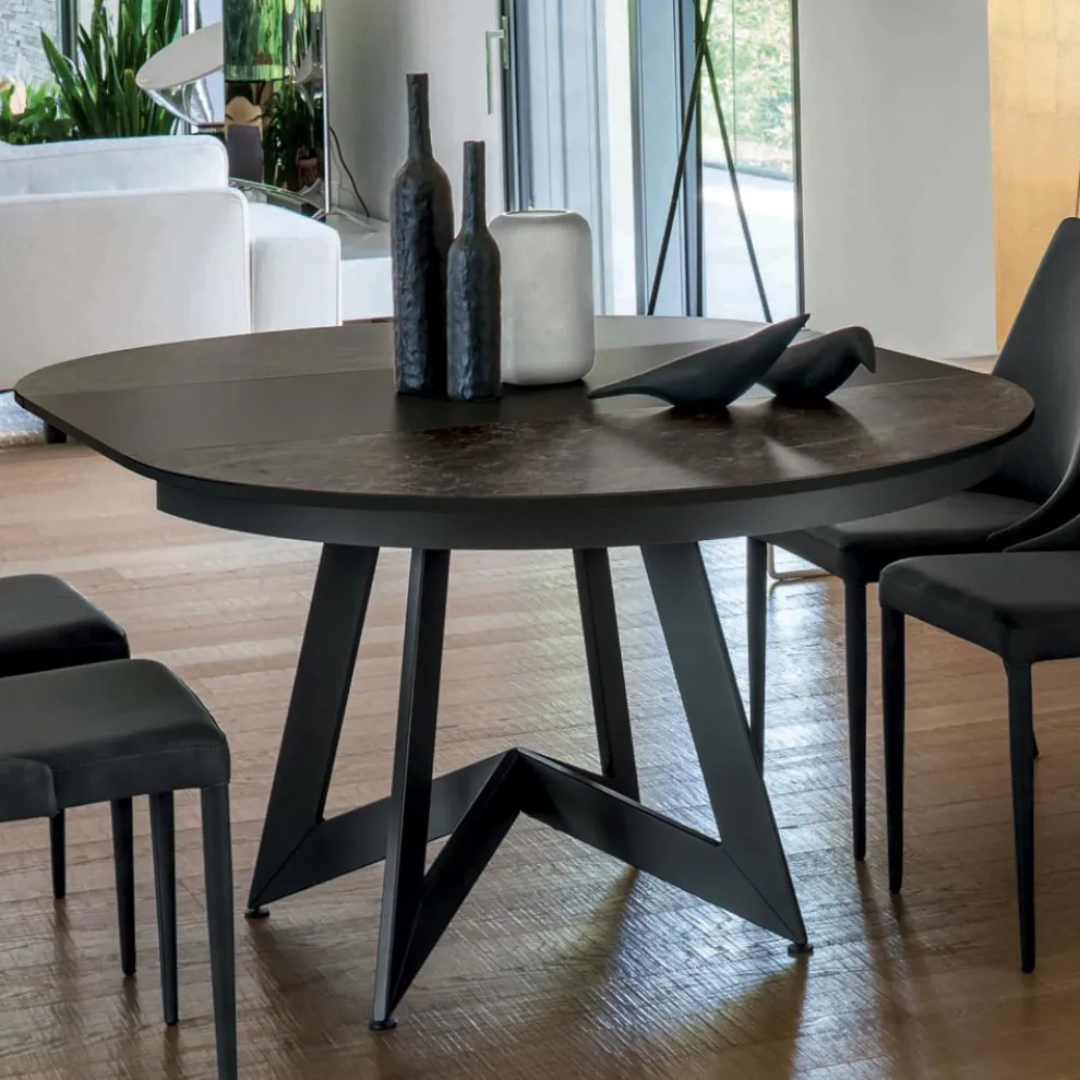 Runder Esstisch mit ausziehbarer Platte bis 180 cm Made in Italy - Muschio