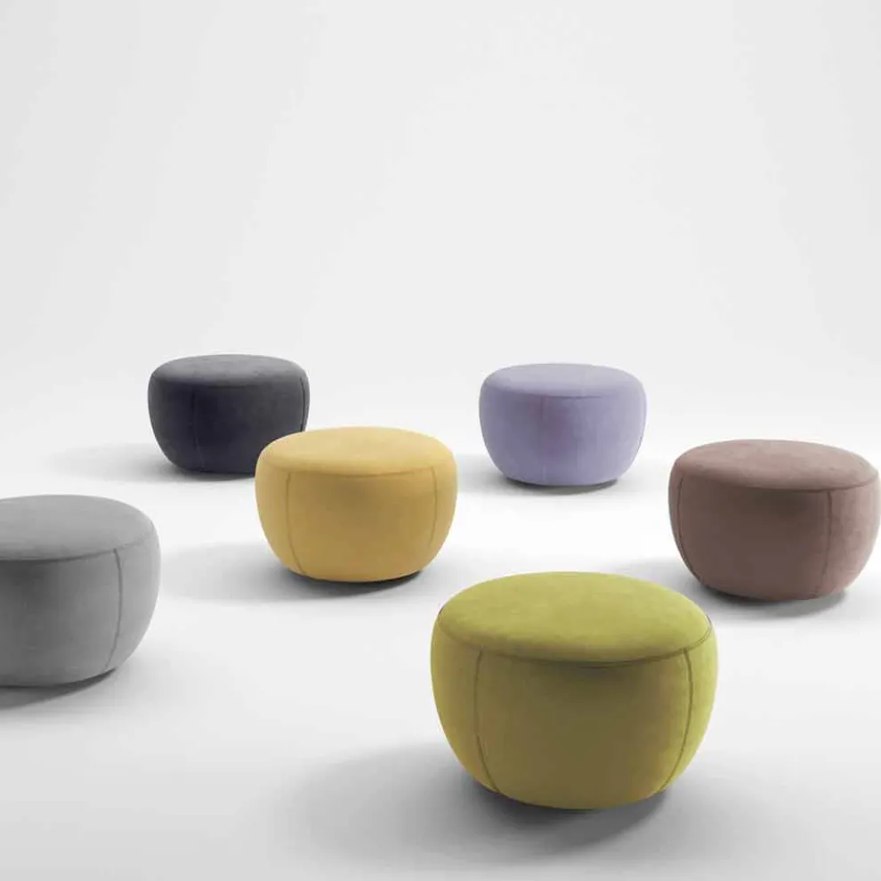 Runder Fußhocker mit Stoffbezug Made in Italy - Gigno
