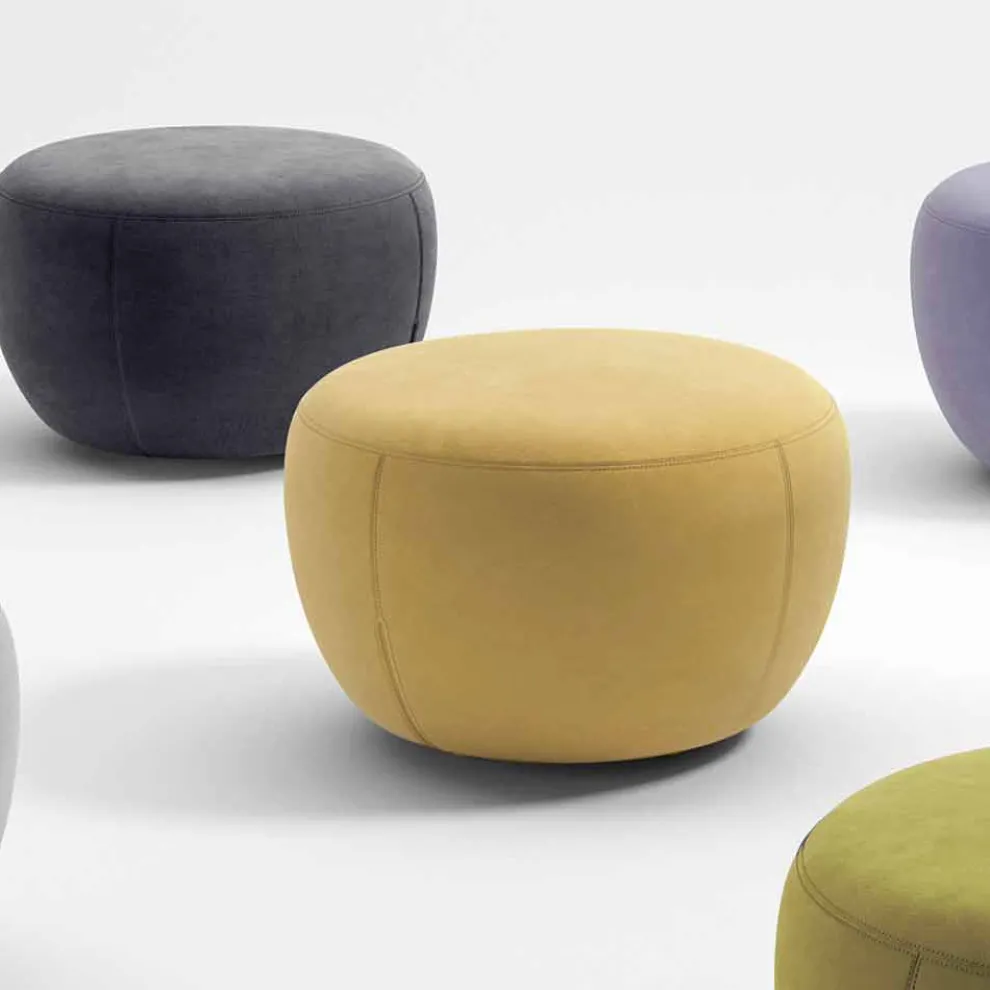 Runder Fußhocker mit Stoffbezug Made in Italy - Gigno