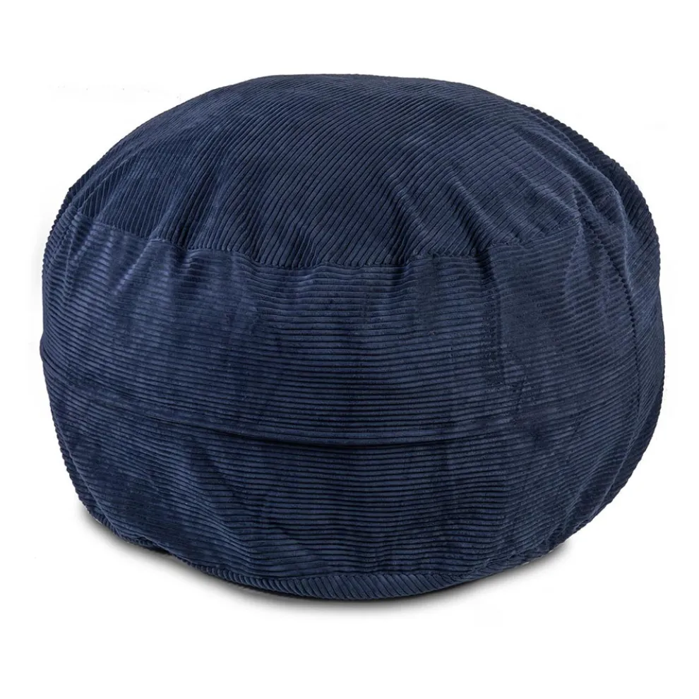 Runder Hocker für Wohnzimmer aus abnehmbarem und waschbarem blauem Samt - Mora