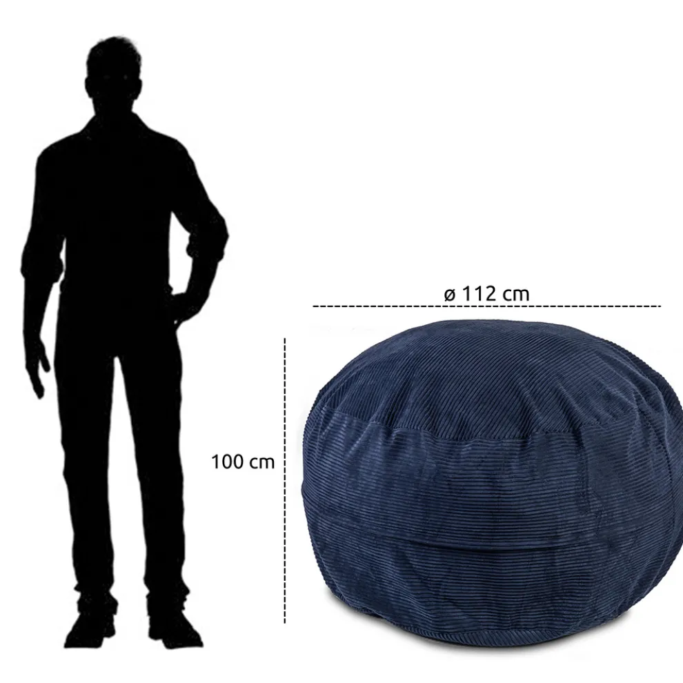 Runder Hocker für Wohnzimmer aus abnehmbarem und waschbarem blauem Samt - Mora