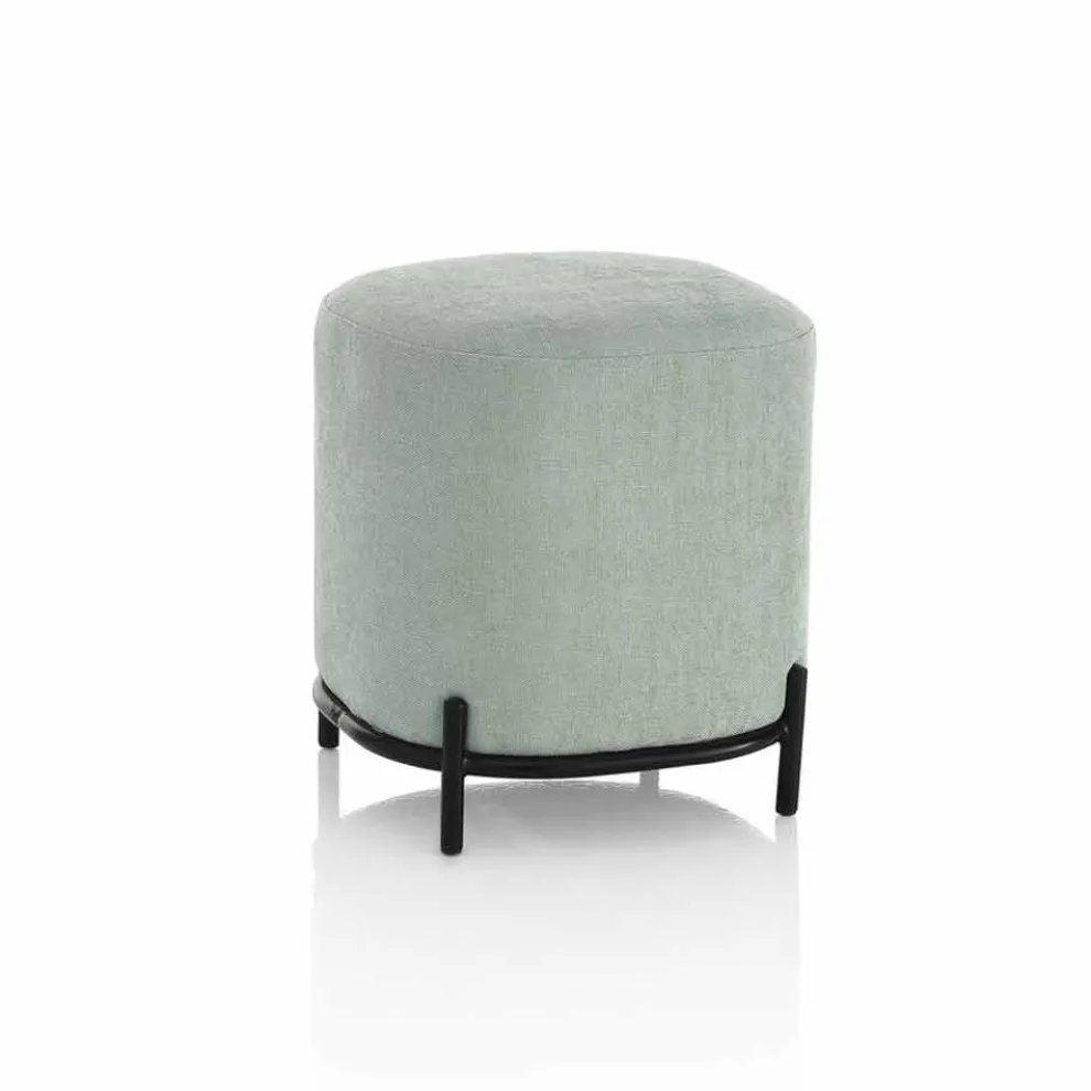 Runder Hocker für Wohnzimmer in grünem oder grauem Stoff Modernes Design - Ambrogia