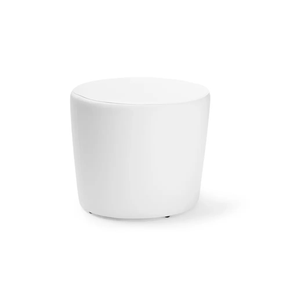 Runder konischer Pouf mit Lederbezug, hergestellt in Italien – Meteora