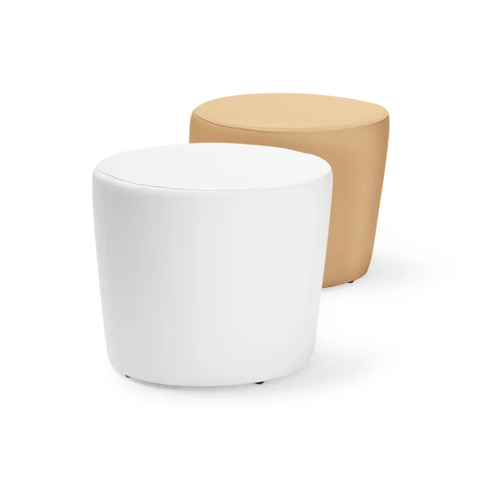 Runder konischer Pouf mit Lederbezug, hergestellt in Italien – Meteora