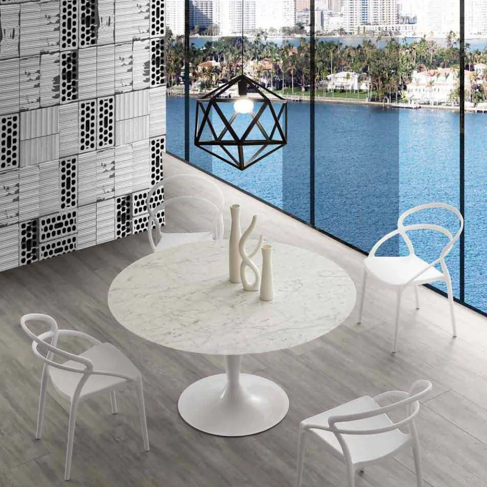 Runder Marmortisch in Carraraweiß ø120 cm Rimini