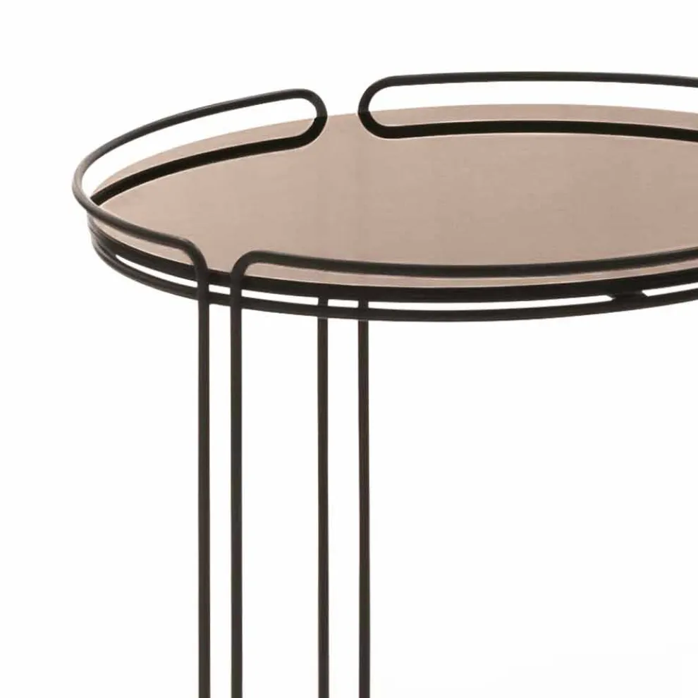 Runder Metall-Couchtisch mit Glasplatte Made in Italy - George