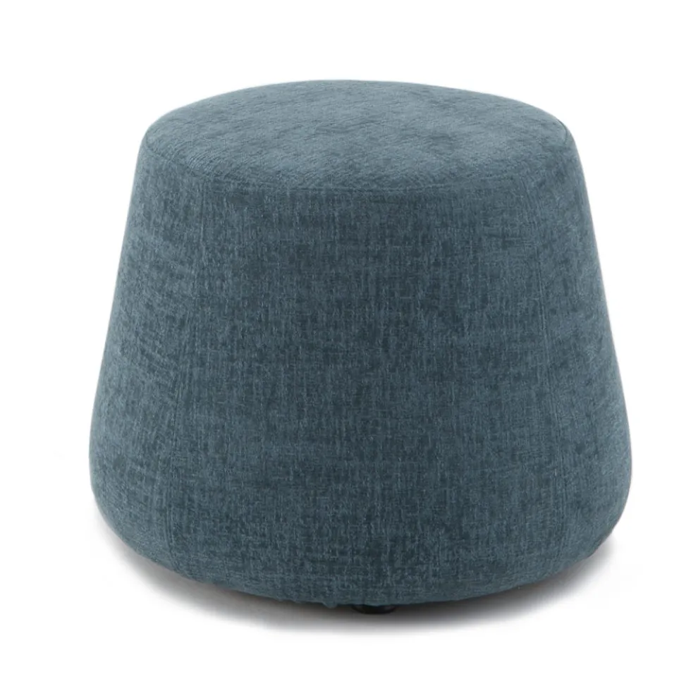 Runder osmanischer Hocker für Wohnzimmer in farbigem Chenille 3 Dimensionen - Evelyne