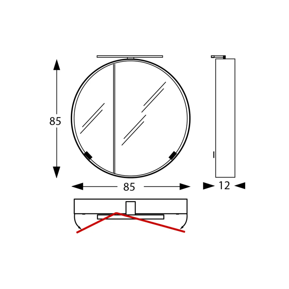 Runder Spiegelbehälter aus Metall mit Doppelspiegel, hergestellt in Italien – Charles