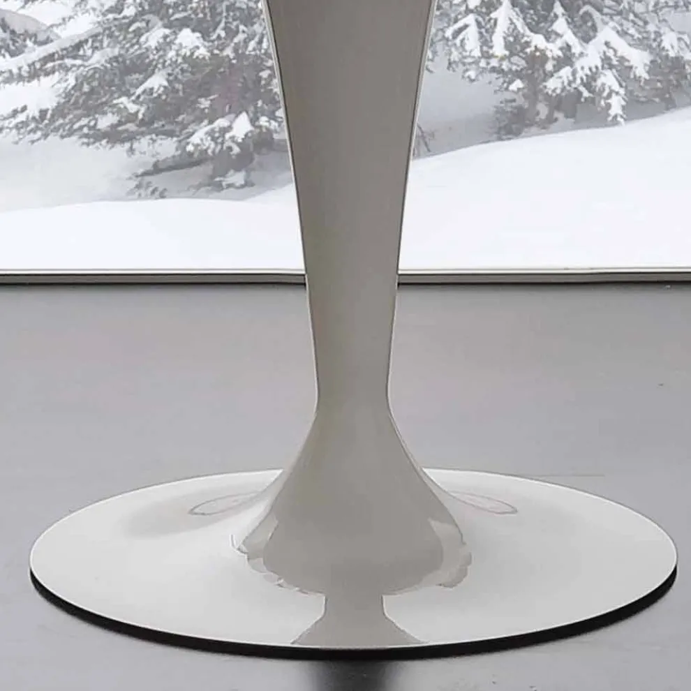 Runder Tisch aus Glas extraklar und Stahl in modernem Design Aurora