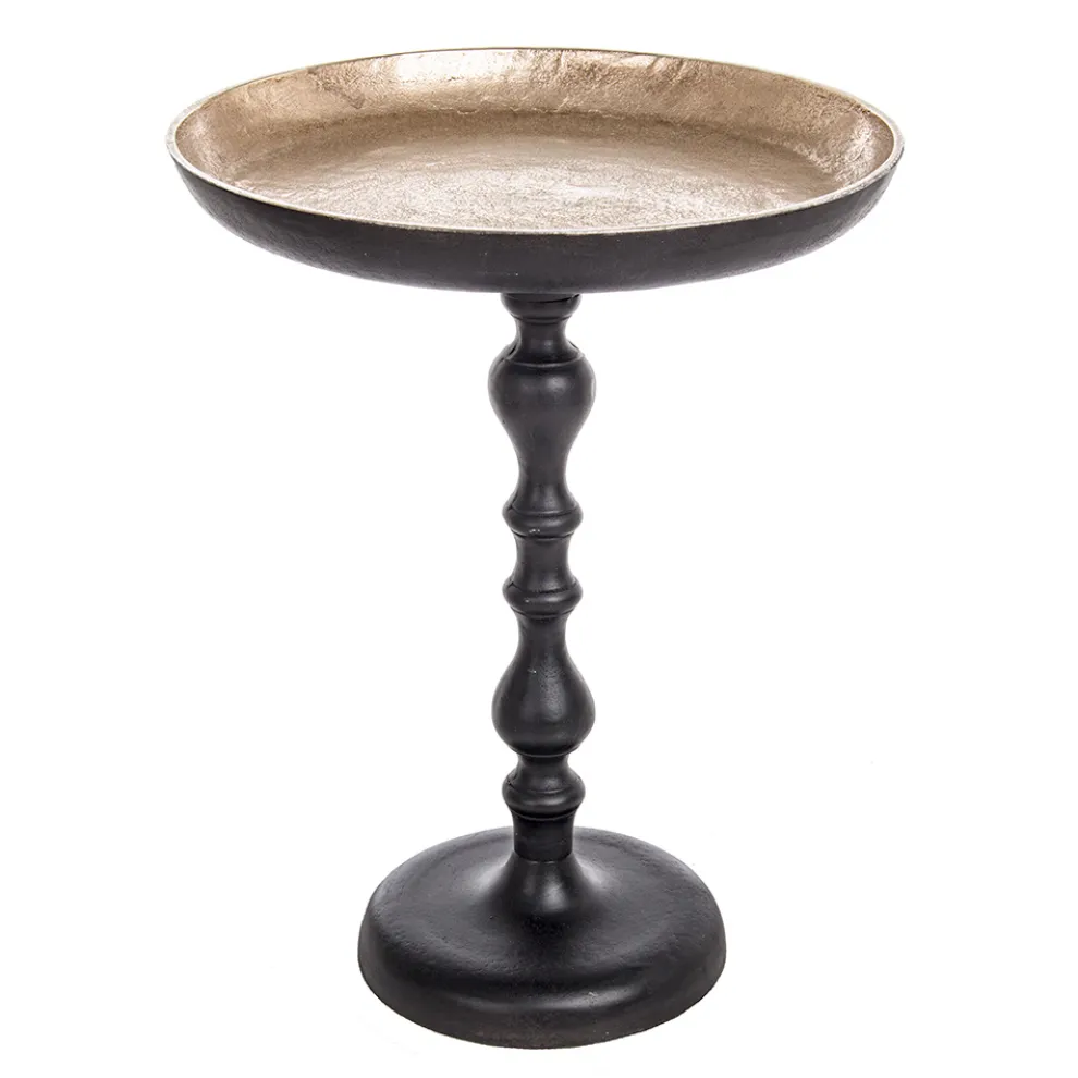 Runder Tisch aus plattiertem und antikem Vintage-Aluminium Homemotion - Smemo