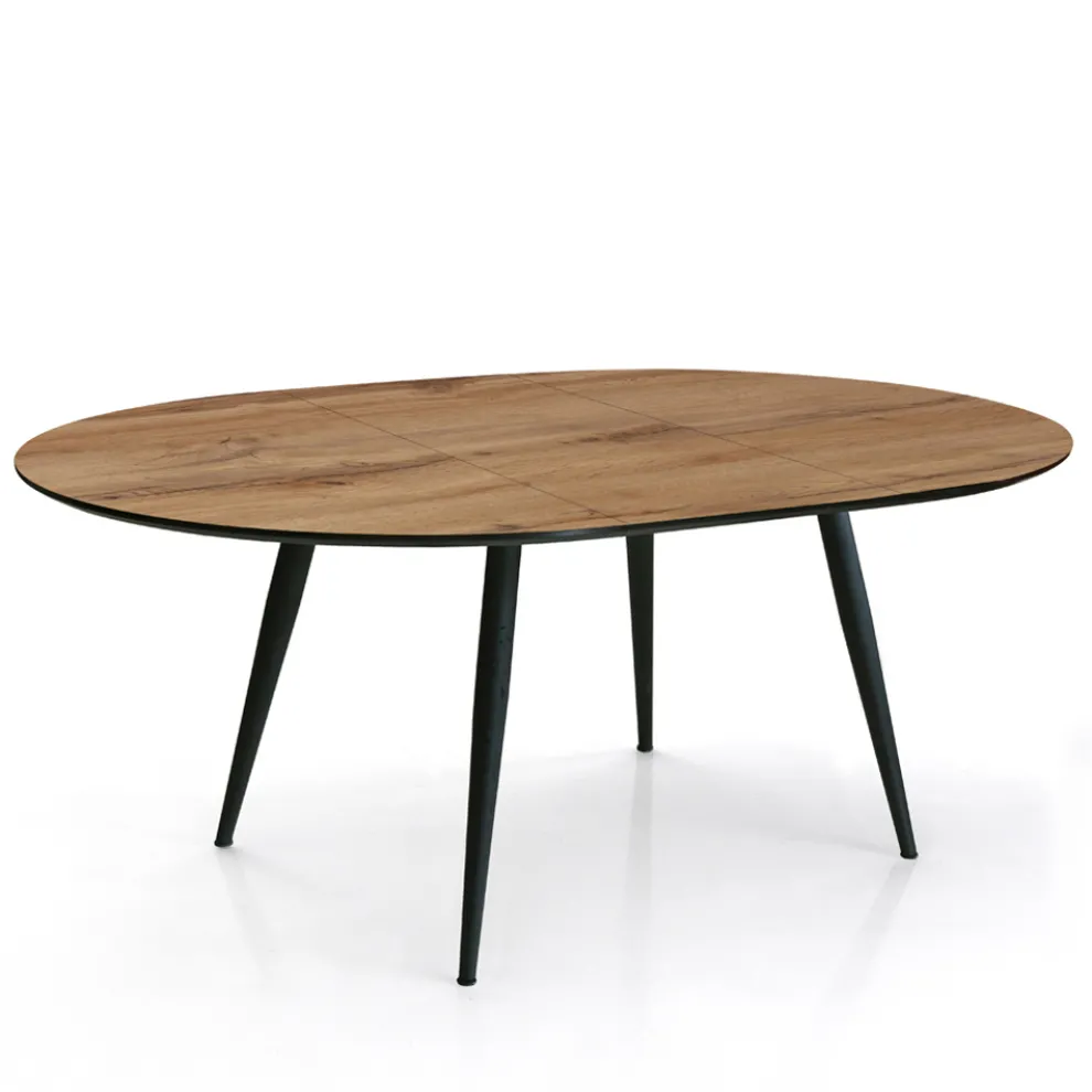 Runder Tisch, ausziehbar auf 150 cm, helles Walnuss-Finish – Capone
