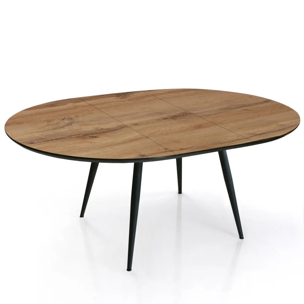 Runder Tisch, ausziehbar auf 150 cm, helles Walnuss-Finish – Capone